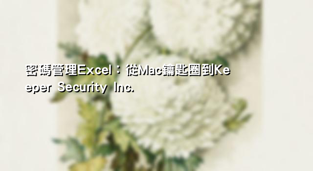 密碼管理Excel：從Mac鑰匙圈到Keeper Security Inc.